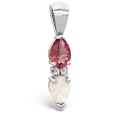 Pink Tourmaline Bowtie Drop 14K White Gold pendant P0865