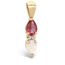 Pink Tourmaline Bowtie Drop 14K Yellow Gold pendant P0865