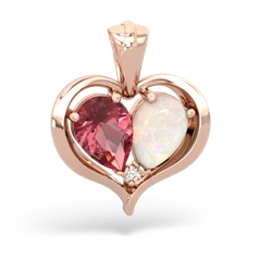 Pink Tourmaline Two Become One 14K Rose Gold pendant P5330