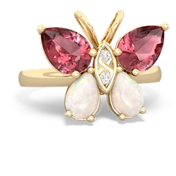 Pink Tourmaline Butterfly 14K Yellow Gold ring R2215