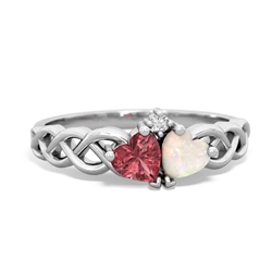 Pink Tourmaline Heart To Heart Braid 14K White Gold ring R5870