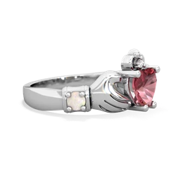 Pink Tourmaline Claddagh Keepsake 14K White Gold ring R5245