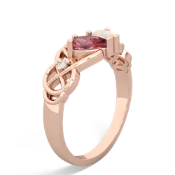 Pink Tourmaline 'One Heart' Celtic Knot Claddagh 14K Rose Gold ring R5322