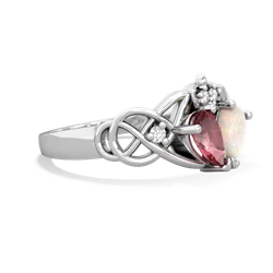 Pink Tourmaline 'One Heart' Celtic Knot Claddagh 14K White Gold ring R5322