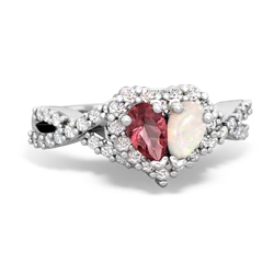 Pink Tourmaline Diamond Twist 'One Heart' 14K White Gold ring R2640HRT