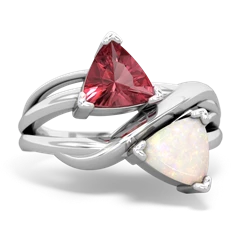 Pink Tourmaline Split Band Swirl 14K White Gold ring R2341