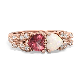 Pink Tourmaline Diamond Butterflies 14K Rose Gold ring R5601