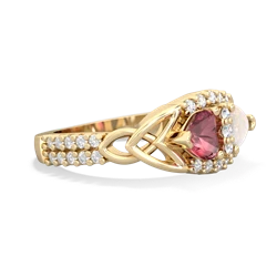 Pink Tourmaline Sparkling Celtic Knot 14K Yellow Gold ring R2645