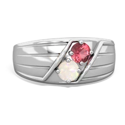 Pink Tourmaline Men's Streamline 14K White Gold ring R0460