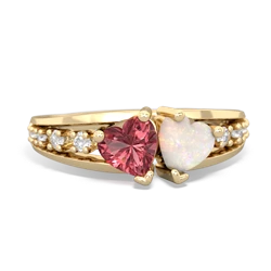 Pink Tourmaline Heart To Heart 14K Yellow Gold ring R3342