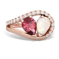 Pink Tourmaline Nestled Heart Keepsake 14K Rose Gold ring R5650