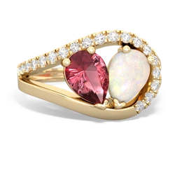 Pink Tourmaline Nestled Heart Keepsake 14K Yellow Gold ring R5650