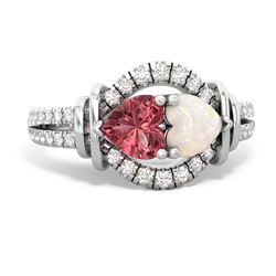 Pink Tourmaline Art-Deco Keepsake 14K White Gold ring R5630