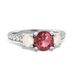 Pink Tourmaline Pave Trellis 14K White Gold ring R5500