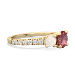 Pink Tourmaline Pave Trellis 14K Yellow Gold ring R5500