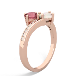 Pink Tourmaline Channel Set Two Stone 14K Rose Gold ring R5303