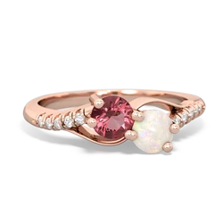 Pink Tourmaline Infinity Pave Two Stone 14K Rose Gold ring R5285