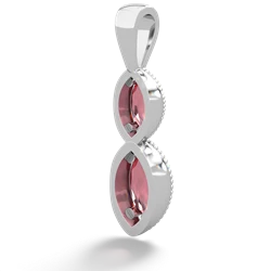 Pink Tourmaline Antique-Style Halo 14K White Gold pendant P5700