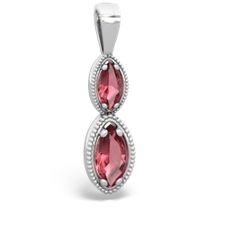 Pink Tourmaline Antique-Style Halo 14K White Gold pendant P5700