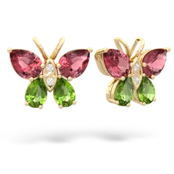 Pink Tourmaline Butterfly 14K Yellow Gold earrings E2215