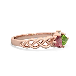 Pink Tourmaline Heart To Heart Braid 14K Rose Gold ring R5870