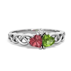 Pink Tourmaline Heart To Heart Braid 14K White Gold ring R5870