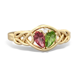 Pink Tourmaline Celtic Love Knot 14K Yellow Gold ring R5420