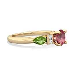 Pink Tourmaline 6Mm Round Eternal Embrace Engagement 14K Yellow Gold ring R2005