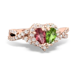 Pink Tourmaline Diamond Twist 'One Heart' 14K Rose Gold ring R2640HRT