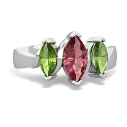 Pink Tourmaline Three Peeks 14K White Gold ring R2433