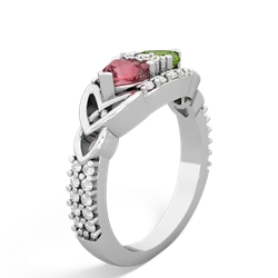 Pink Tourmaline Sparkling Celtic Knot 14K White Gold ring R2645