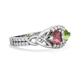 Pink Tourmaline Sparkling Celtic Knot 14K White Gold ring R2645