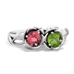 Pink Tourmaline Rose Garden 14K White Gold ring R5510