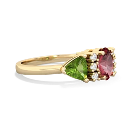 Pink Tourmaline Antique Style Three Stone 14K Yellow Gold ring R2186