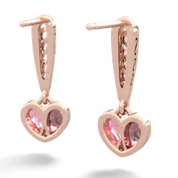 Pink Tourmaline Filligree Heart 14K Rose Gold earrings E5070