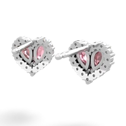 Pink Tourmaline Halo 14K White Gold earrings E7008