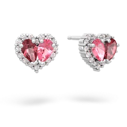 Pink Tourmaline Halo 14K White Gold earrings E7008