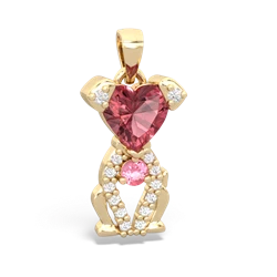 Pink Tourmaline Puppy Love 14K Yellow Gold pendant P5800