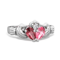 Pink Tourmaline 'Our Heart' Claddagh 14K White Gold ring R2388