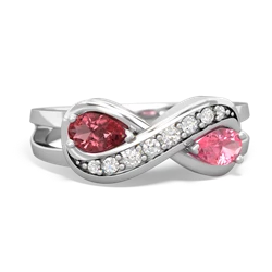 Pink Tourmaline Diamond Infinity 14K White Gold ring R5390