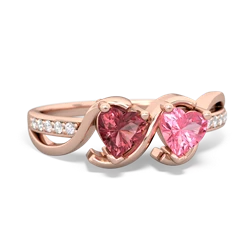 Pink Tourmaline Side By Side 14K Rose Gold ring R3090