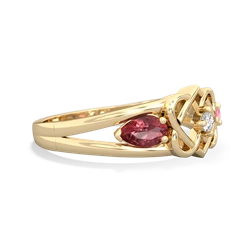 Pink Tourmaline Hearts Intertwined 14K Yellow Gold ring R5880