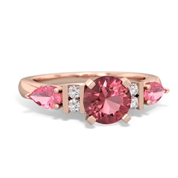 Pink Tourmaline 6Mm Round Eternal Embrace Engagement 14K Rose Gold ring R2005