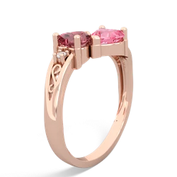 Pink Tourmaline Snuggling Hearts 14K Rose Gold ring R2178