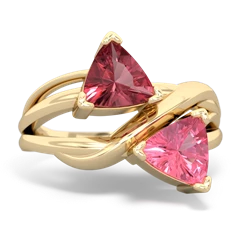 Pink Tourmaline Split Band Swirl 14K Yellow Gold ring R2341