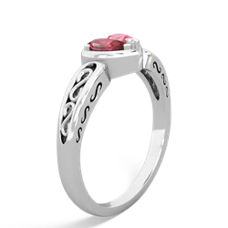 Pink Tourmaline Filligree 'One Heart' 14K White Gold ring R5070