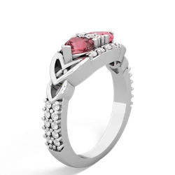 Pink Tourmaline Sparkling Celtic Knot 14K White Gold ring R2645