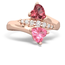 Pink Tourmaline Heart To Heart 14K Rose Gold ring R2064