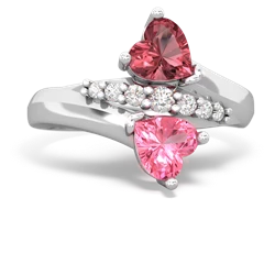 Pink Tourmaline Heart To Heart 14K White Gold ring R2064