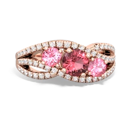 Pink Tourmaline Three Stone Aurora 14K Rose Gold ring R3080